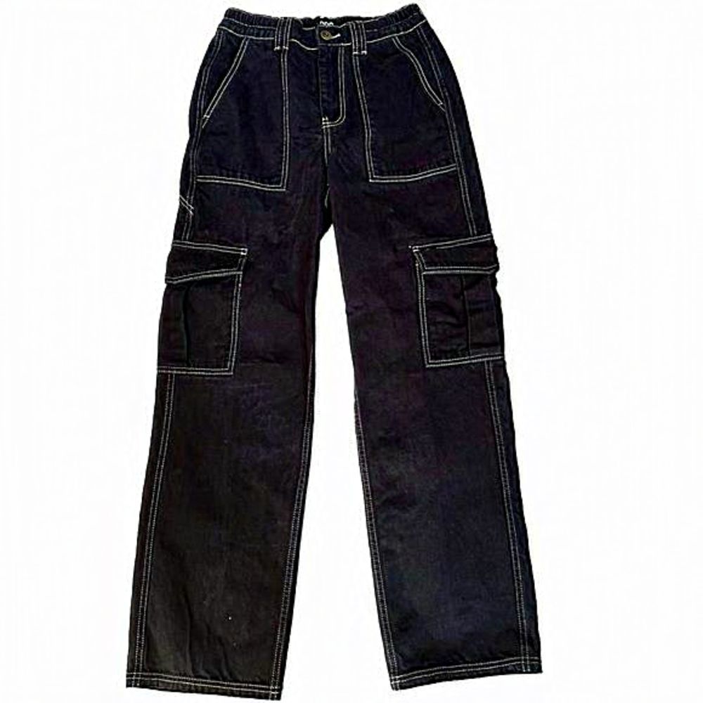 BDG Relaxed Skater Jean Women’s 26 Black White Stitching‎ Baggy Cargo Oversized